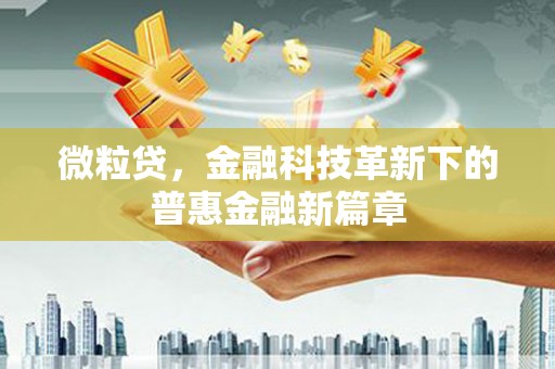 东城微粒贷，金融科技革新下的普惠金融新篇章